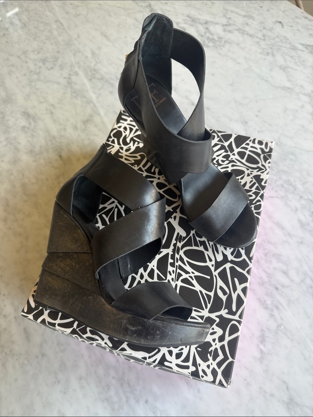Diane von Furstenberg Opal Criss Cross Wedges - Picture 1 of 11